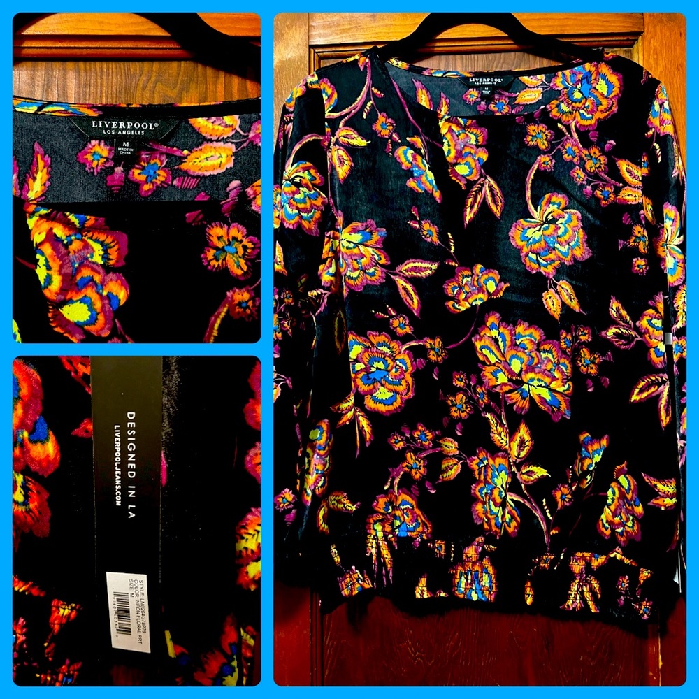 Liverpool neon flower print long sleeve